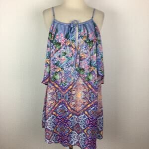 Nanette Lepore Swim Blue Floral Swim Cover M/L
